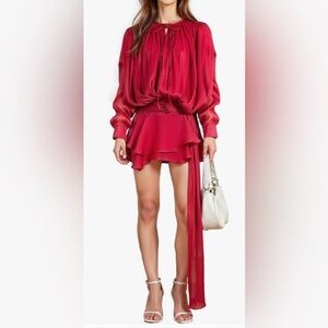Amazon Red Long Sleeved Mini Dress